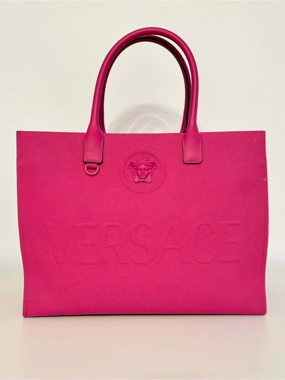 Versace La Medusa Hot Pink Large Canvas Tote Bag